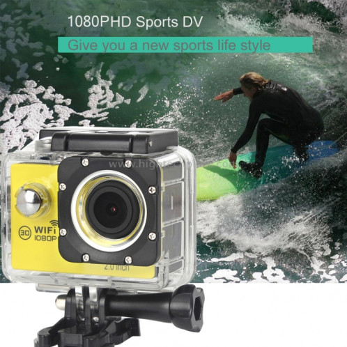 H16 1080P Caméra sport portable sans fil WiFi, écran 2.0 pouces, Generalplus 4248, 170 Grand angle A + degrés, carte TF de support (noir) SH243B0-012