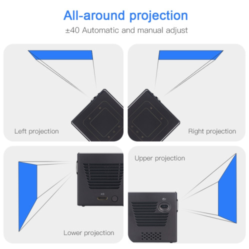Projecteur HD portable C80 DLP Projecteur à écran géant 120 pouces Blu-ray 4K, Android 7.1.2, 2 Go + 16 Go SH03011503-07