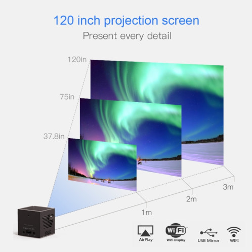 Projecteur HD portable C80 DLP Projecteur à écran géant 120 pouces Blu-ray 4K, Android 7.1.2, prise AU 2 Go + 16 Go SH03041011-07