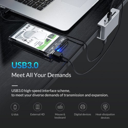 ORICO MH2AC-U3 Clip-type 2 ports USB3.0 HUB avec lecteur de carte SD SO0164830-012