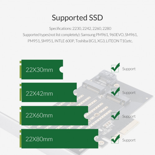 Carte d'extension ORICO PDM2 M.2 NVME vers PCI-E 3.0 X4 SO0169430-014