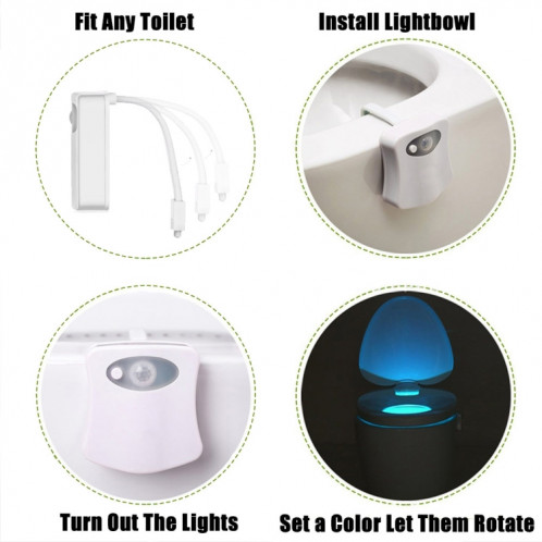 Veilleuse de toilette activée par mouvement, salle de bains de salle de bains de lumière de toilette à LED SH0751940-013