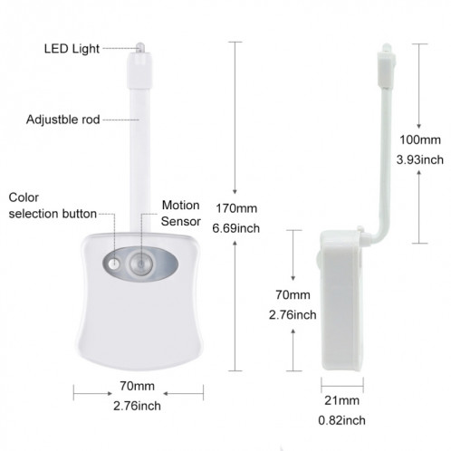 Veilleuse de toilette activée par mouvement, salle de bains de salle de bains de lumière de toilette à LED SH0751940-013