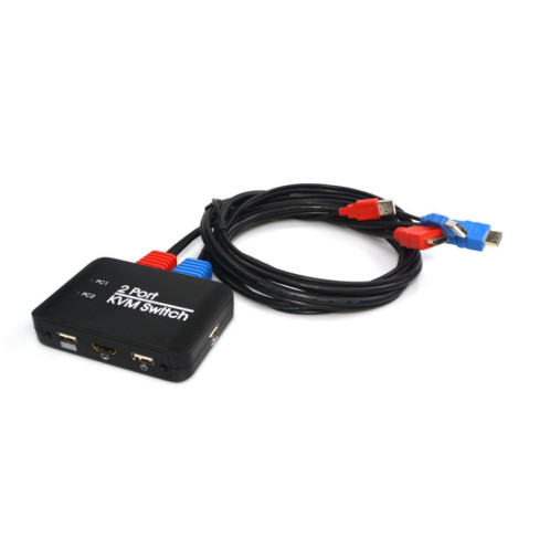Commutateur KVM HDMI USB 2 ports avec câble pour moniteur, clavier, souris, commutateur HDMI, prise en charge de la lecture de disque U SH0811347-05
