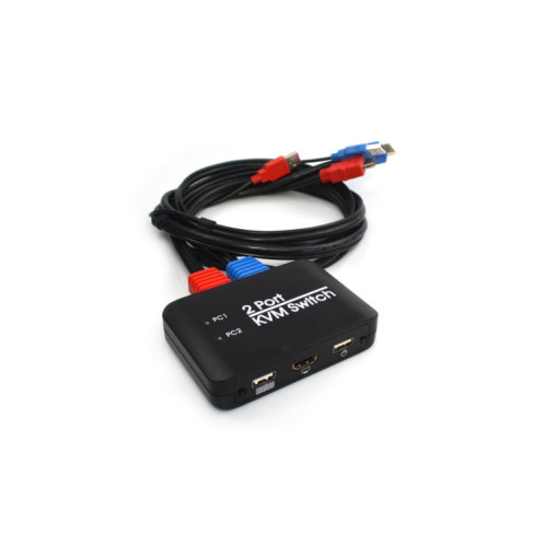 Commutateur KVM HDMI USB 2 ports avec câble pour moniteur, clavier, souris, commutateur HDMI, prise en charge de la lecture de disque U SH0811347-05