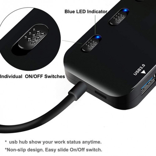 Hub USB3.0 ultra rapide à 4 ports avec commutateur SH09351707-07
