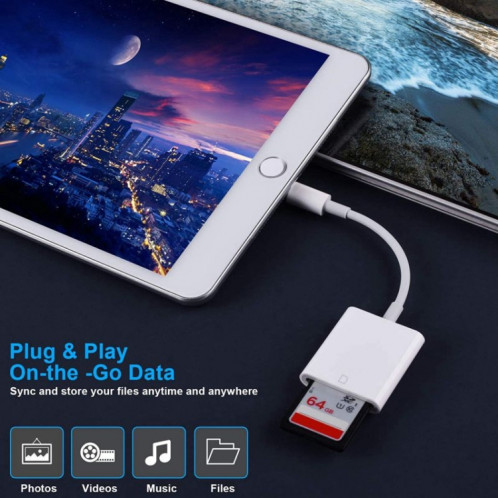 ZS-KL21810 Adaptateur de lecteur de carte caméra 8 broches vers carte SD, compatible avec le système IOS 14 et les versions précédentes SH0812514-014