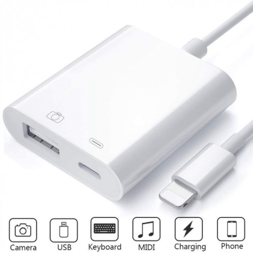 ZS-KL21806 2 IN 1 8 broches à USB 3.0 + Camera USB Read OTG Adaptateur, compatible avec le système iOS 13 et au-dessus SH0866946-013
