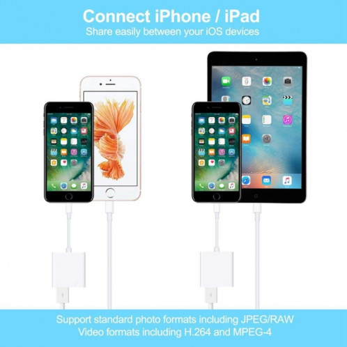 ZS-KL21806 2 IN 1 8 broches à USB 3.0 + Camera USB Read OTG Adaptateur, compatible avec le système iOS 13 et au-dessus SH0866946-013