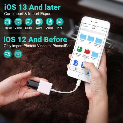 ZS-KL21806 2 IN 1 8 broches à USB 3.0 + Camera USB Read OTG Adaptateur, compatible avec le système iOS 13 et au-dessus SH0866946-013