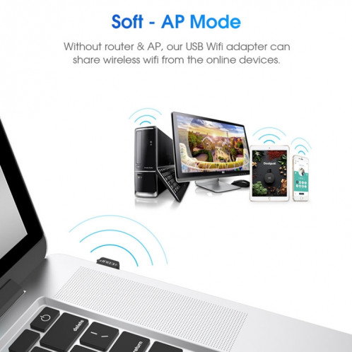 Adaptateur WIFI USB EDUP EP-AC1651 650 Mbps double bande 5G / 2.4 GHz carte réseau sans fil externe récepteur de Dongle Wifi pour ordinateur portable Windows MacOS SE09461314-010