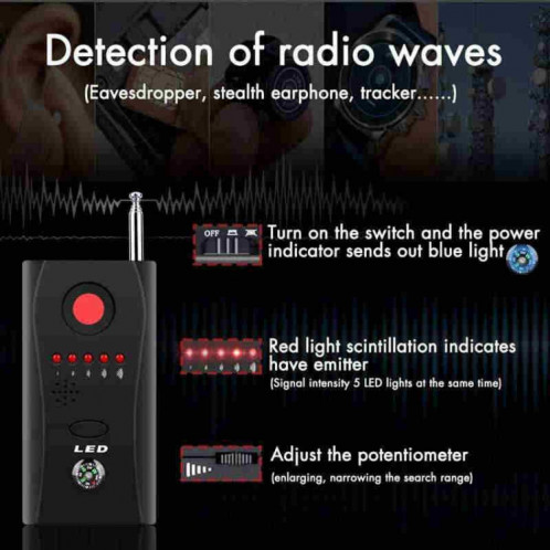 CC308 Détecteur Laser de Caméra à Gamme Complète Mini Signal de Caméra Sans Fil Détecteur de Périphérique GSM SH0997320-08