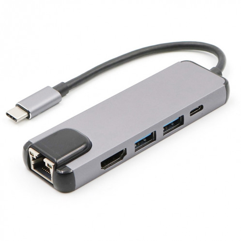 Convertisseur USB-C / Type-C vers HD 4K HDMI + RJ45 + USB 3.0 + USB 2.0 + PD 5 en 1 HUB SH15921648-07