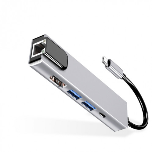 Convertisseur USB-C / Type-C vers HD 4K HDMI + RJ45 + USB 3.0 + USB 2.0 + PD 5 en 1 HUB SH15921648-07