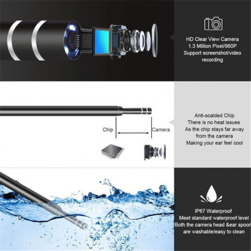 Cire d'oreille d'endoscope numérique de type d'oreille d'otoscope d'inspection numérique 3 en 1 USB HD SH16211401-08