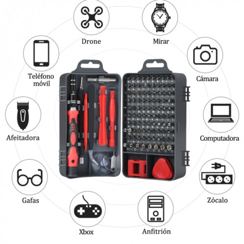 Jeu d'outils de maintenance de démontage d'ordinateur de téléphone portable de tournevis de précision 115 en 1 (noir) SH801A1009-012