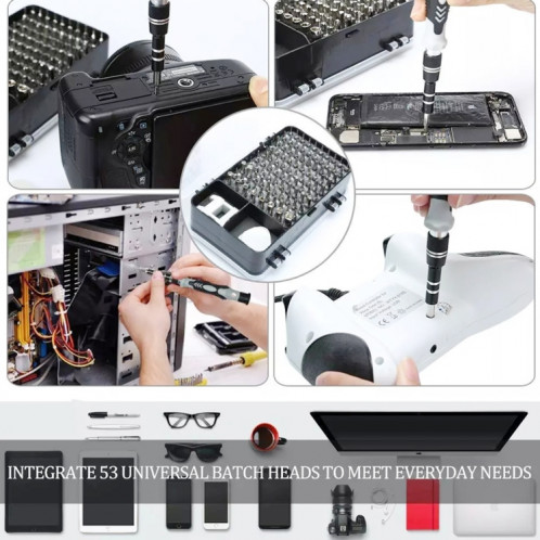 Jeu d'outils de maintenance de démontage d'ordinateur de téléphone portable de tournevis de précision 115 en 1 (noir) SH801A1009-012