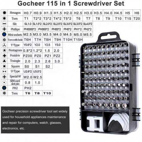 Jeu d'outils de maintenance de démontage d'ordinateur de téléphone portable de tournevis de précision 115 en 1 (violet) SH801C409-010