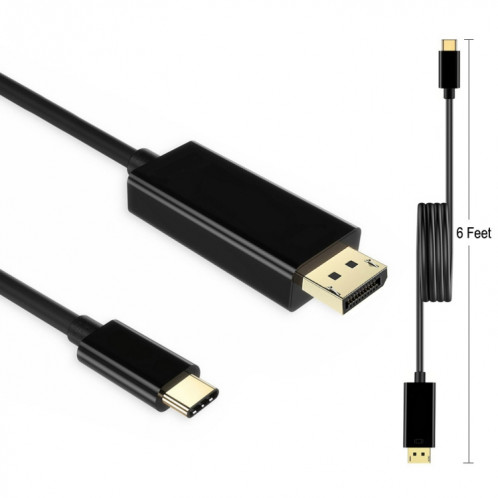Câble adaptateur DP de connexion 4K 60 Hz Type-C vers DP DisplayPort, longueur du câble: 1,8 m SH17611070-013