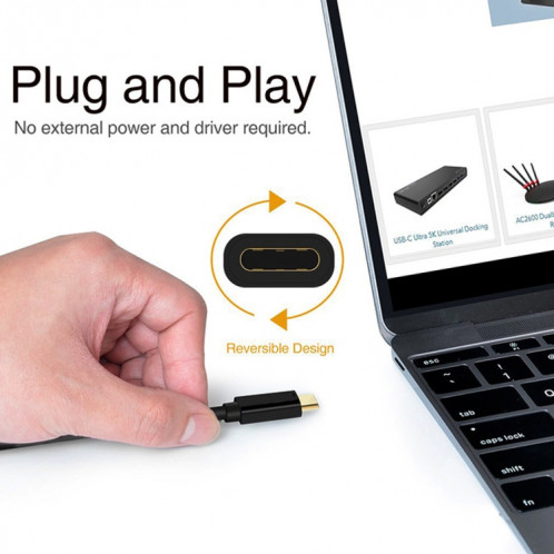 Câble adaptateur DP de connexion 4K 60 Hz Type-C vers DP DisplayPort, longueur du câble: 1,8 m SH17611070-013