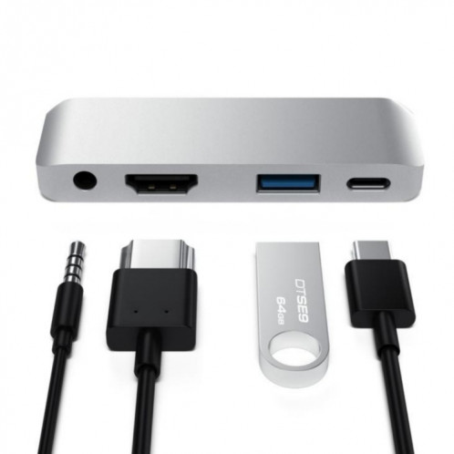 Adaptateur 4 en 1 Type-C / USB-C vers HDMI + AUX + USB + PD Type-C / USB-C HUB Dock multifonction HD SH1913669-09