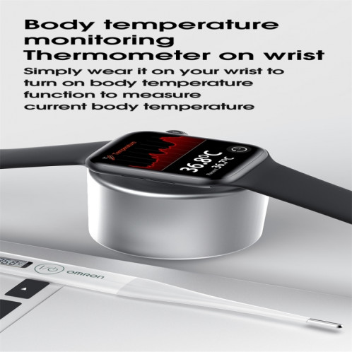 Montre intelligente à écran couleur IPS W26 de 1,75 pouces, étanche IP68, surveillance de la température de soutien / surveillance de la fréquence cardiaque / surveillance de la pression artérielle / surveillance SH401A1050-017