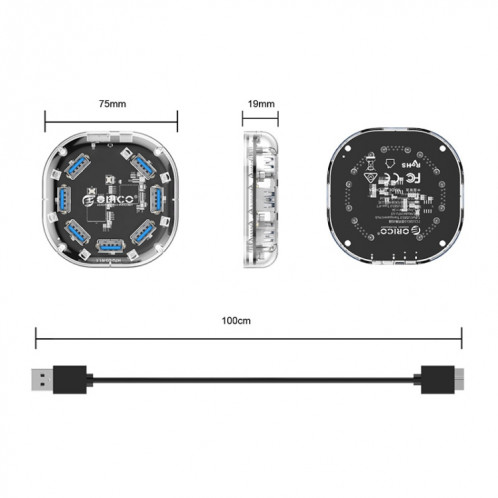 HUB transparent ORICO H7U-U3 7 ports USB3.0 SO2813189-012