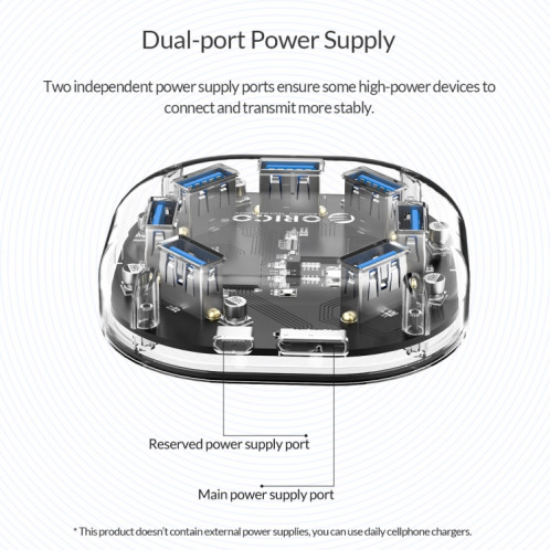 HUB transparent ORICO H7U-U3 7 ports USB3.0 SO2813189-012