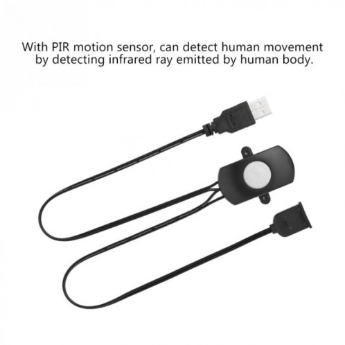 DC 5V / 12V / 24V USB corps infrarouge PIR capteur de mouvement commutateur commutateur de détecteur de mouvement humain pour bande lumineuse LED (noir) SH501A474-07