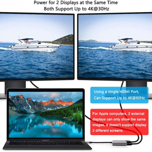 Adaptateur ZS-SGSHDMI USB-C / Type-C vers double HDMI SH3207700-08