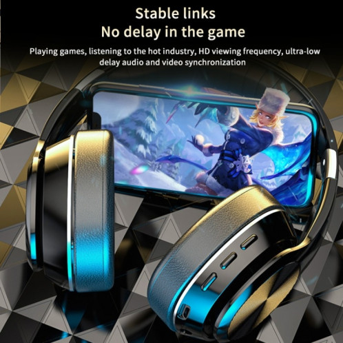 VJ320 Bluetooth 5.0 casque sans fil pliable monté sur la tête prend en charge la carte TF avec micro (bleu) SH301B835-020