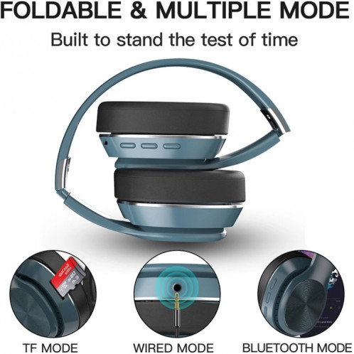 VJ320 Bluetooth 5.0 casque sans fil pliable monté sur la tête prend en charge la carte TF avec micro (bleu) SH301B835-020
