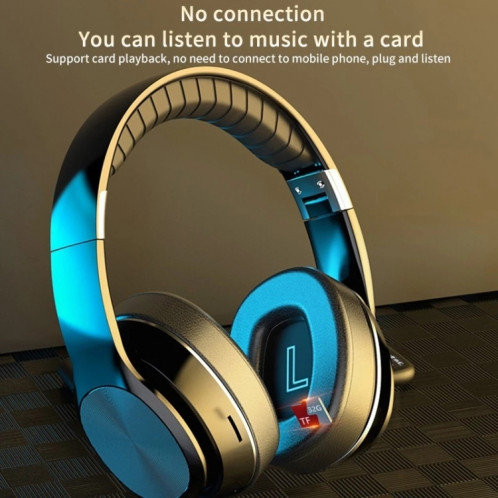 VJ320 Bluetooth 5.0 casque sans fil pliable monté sur la tête prend en charge la carte TF avec micro (bleu) SH301B835-020