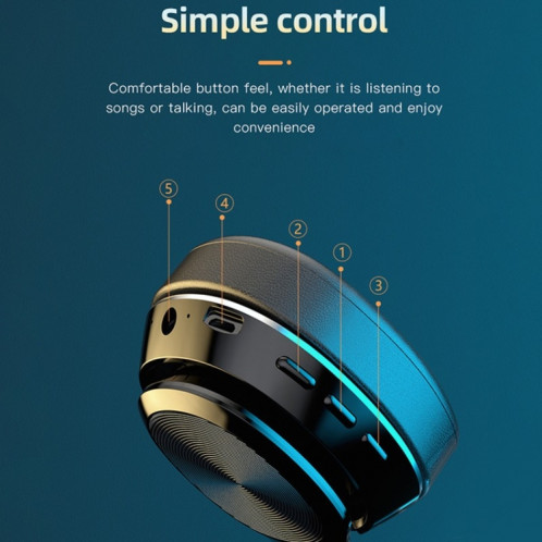 VJ320 Bluetooth 5.0 casque sans fil pliable monté sur la tête prend en charge la carte TF avec micro (bleu) SH301B835-020