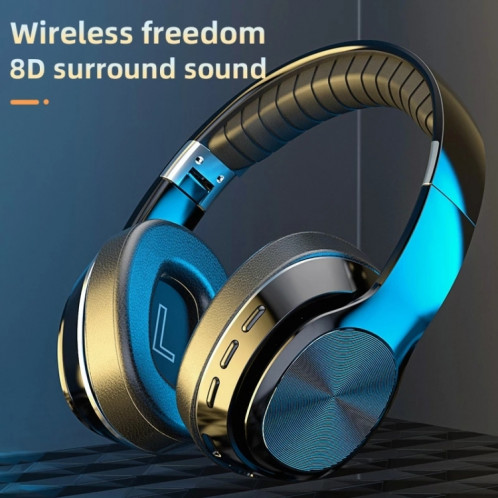 VJ320 Bluetooth 5.0 casque sans fil pliable monté sur la tête prend en charge la carte TF avec micro (bleu) SH301B835-020