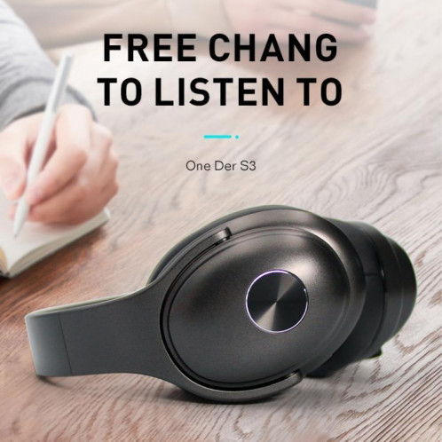 OneDer S3 2 en 1 casque et haut-parleur portable sans fil Bluetooth casque antibruit sur l'oreille stéréo (noir) SO801A1859-010