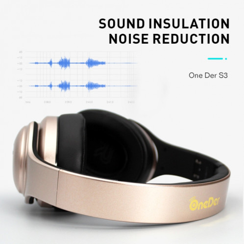 OneDer S3 2 en 1 casque et haut-parleur portable sans fil Bluetooth casque antibruit sur l'oreille stéréo (noir) SO801A1859-010