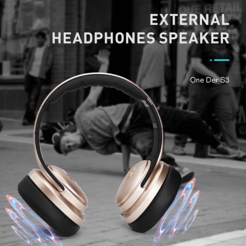 OneDer S3 2 en 1 casque et haut-parleur portable sans fil Bluetooth casque antibruit sur l'oreille stéréo (noir) SO801A1859-010