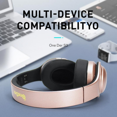 OneDer S3 2 en 1 casque et haut-parleur portable sans fil Bluetooth casque antibruit sur l'oreille stéréo (noir) SO801A1859-010