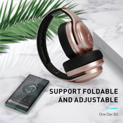 OneDer S3 2 en 1 casque et haut-parleur portable sans fil Bluetooth casque antibruit sur l'oreille stéréo (noir) SO801A1859-010
