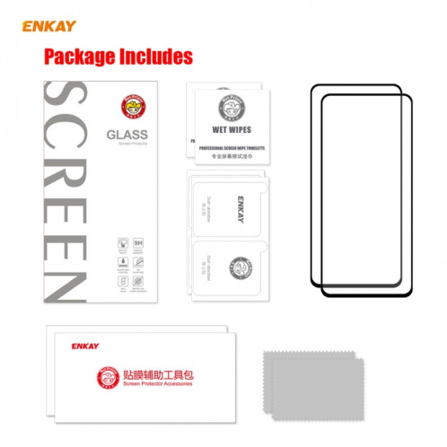 Pour Motorola Moto G 5G 2 pièces ENKAY Hat-Prince colle complète 0.26mm 9H 2.5D Film de couverture complète en verre trempé SE69021504-011