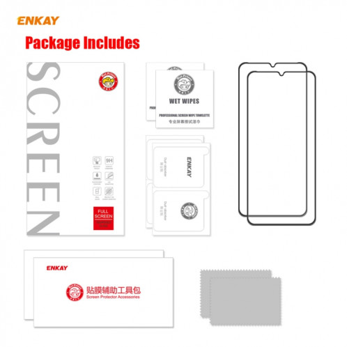 Pour Motorola Moto E7 Plus 2 pièces ENKAY chapeau-Prince Anti-goutte pleine colle verre trempé plein écran Film protecteur anti-chute SE5804507-08