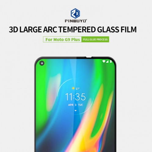Pour Motorola Moto G9 Plus PINWUYO 9H 3D Film de verre trempé anti-déflagrant plein écran incurvé (noir) SP505A177-012