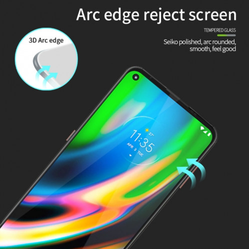 Pour Motorola Moto G9 Plus PINWUYO 9H 3D Film de verre trempé anti-déflagrant plein écran incurvé (noir) SP505A177-012