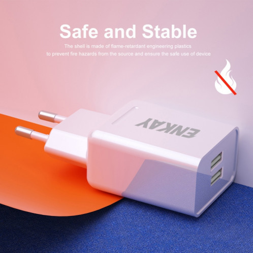 ENKAY Hat-Prince T003-1 10.5W 2.1A double USB charge adaptateur d'alimentation de voyage prise ue avec câble 2.1A 1m 8 broches SE11011466-010