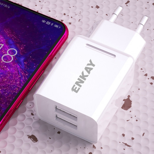 ENKAY Hat-Prince T003-1 10.5W 2.1A double USB charge adaptateur de voyage prise ue avec câble Micro USB 2.1A 1m SE11031569-010