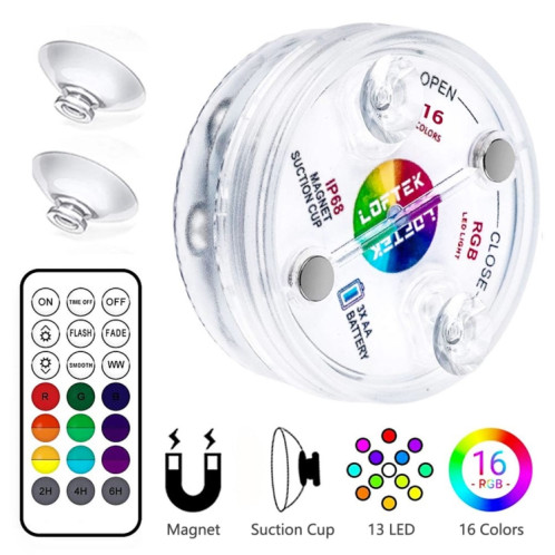 16 couleurs 13 LED lumière sous-marine piscine plongée sous-marine lumière dimmable ventouse lampe sous-marine SH371267-07