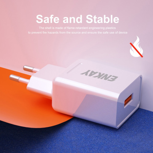 ENKAY Hat-Prince T033 18W 3A QC3.0 adaptateur d'alimentation de charge rapide prise ue chargeur de voyage Portable avec câble 3A 1m type-c SE16021157-09