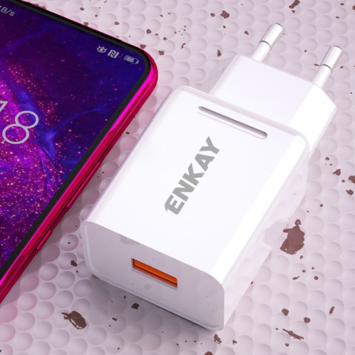 ENKAY Hat-Prince T033 18W 3A QC3.0 adaptateur d'alimentation de charge rapide prise ue chargeur de voyage Portable avec câble 3A 1m type-c SE16021157-09
