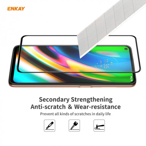 Pour Motorola Moto G9 Plus 2 pièces ENKAY Hat-Prince Anti-goutte colle complète en verre trempé Film plein écran protecteur anti-chute SE90011911-08